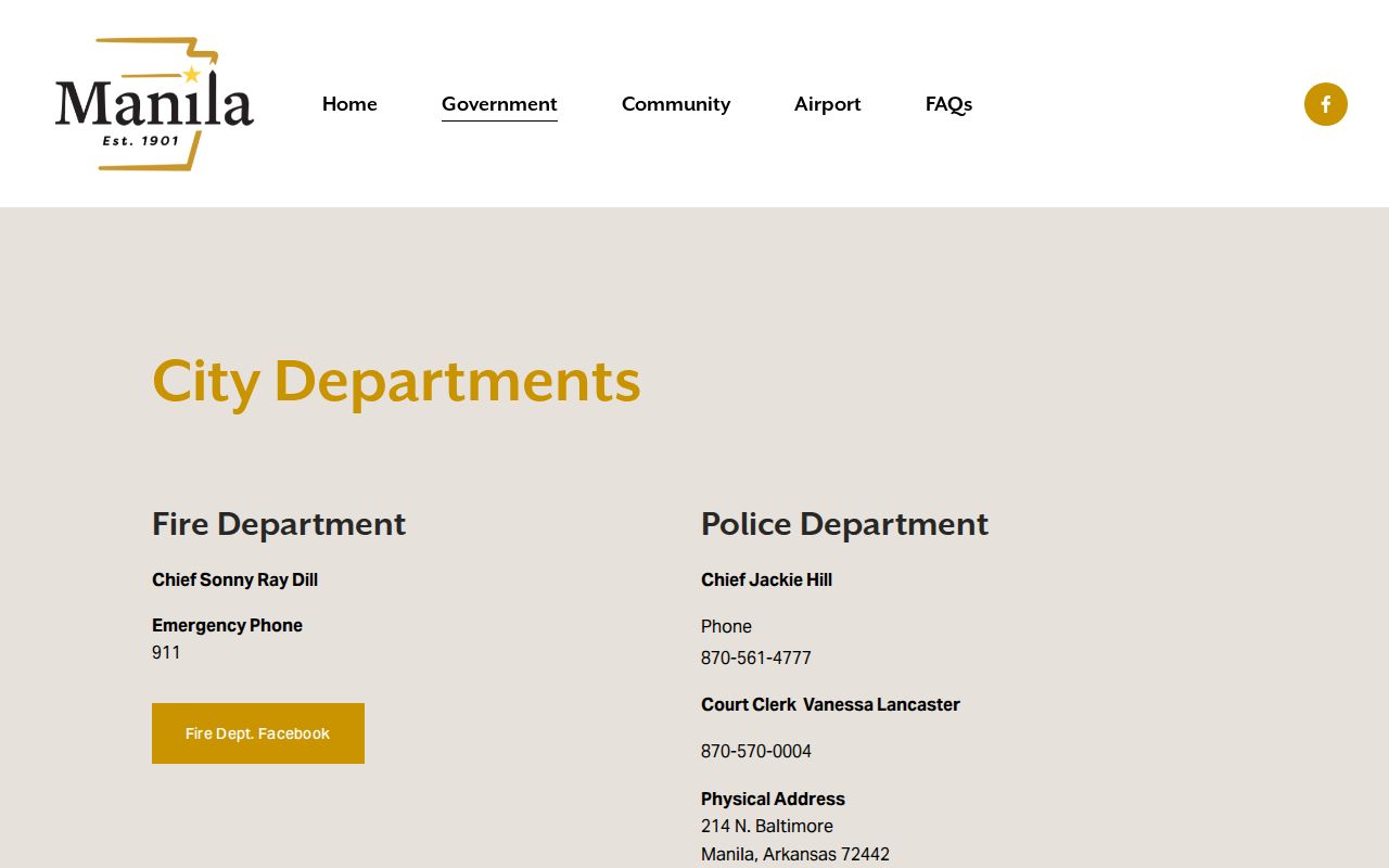 Manila warrant records police and district court clerk contacts